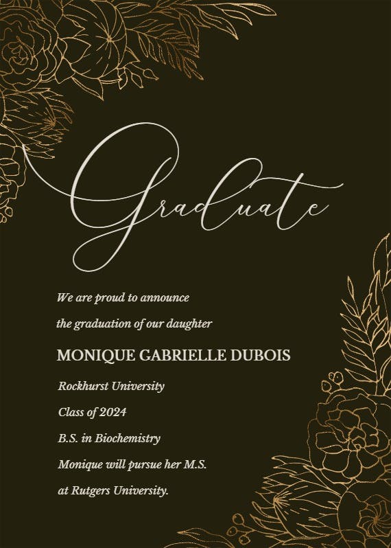 Gilded lines - graduation party invitation