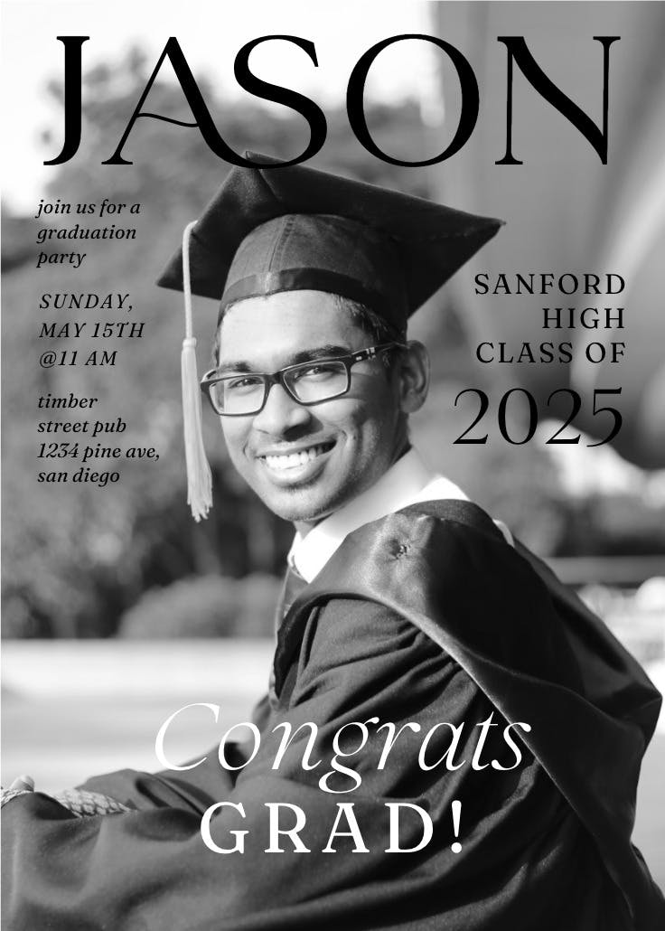 Glamour & glitz - graduation party invitation