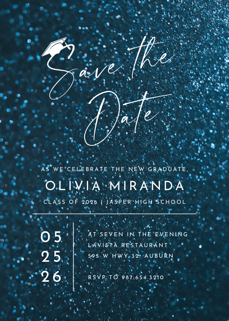 Glitter & glam - graduation party invitation