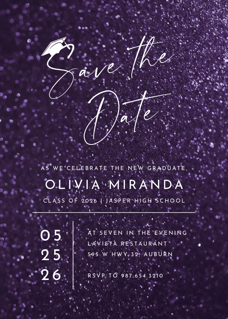 Glitter & glam - graduation party invitation
