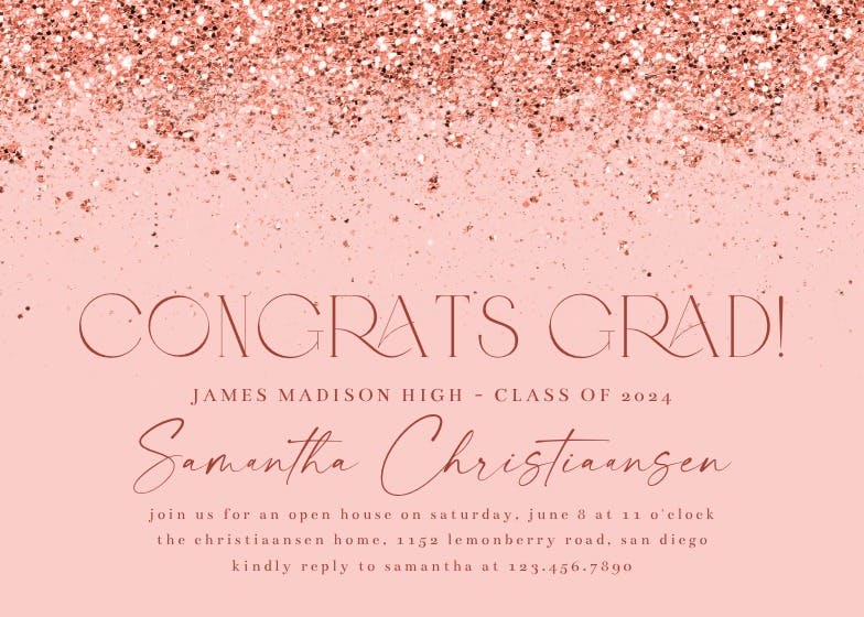 Glitter abstract - graduation party invitation