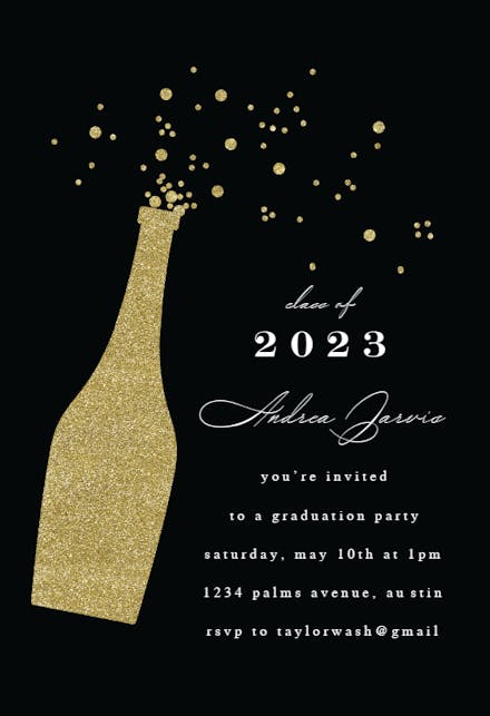 Glitter bubbly - Graduation Party Invitation