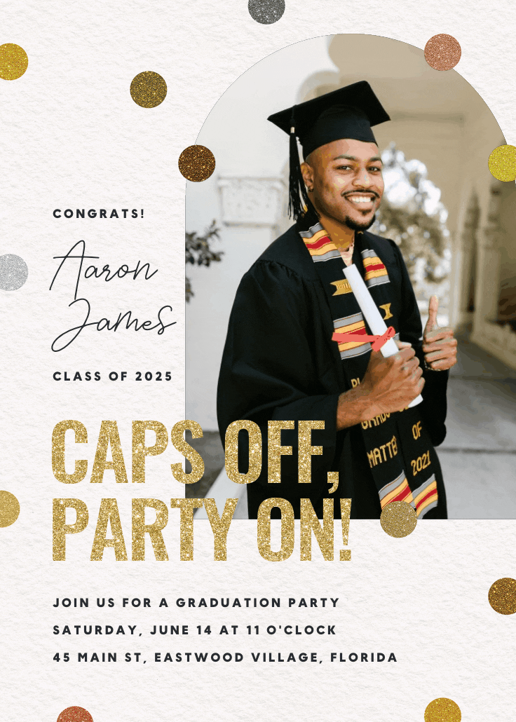 Glitter grad bash - graduation party invitation
