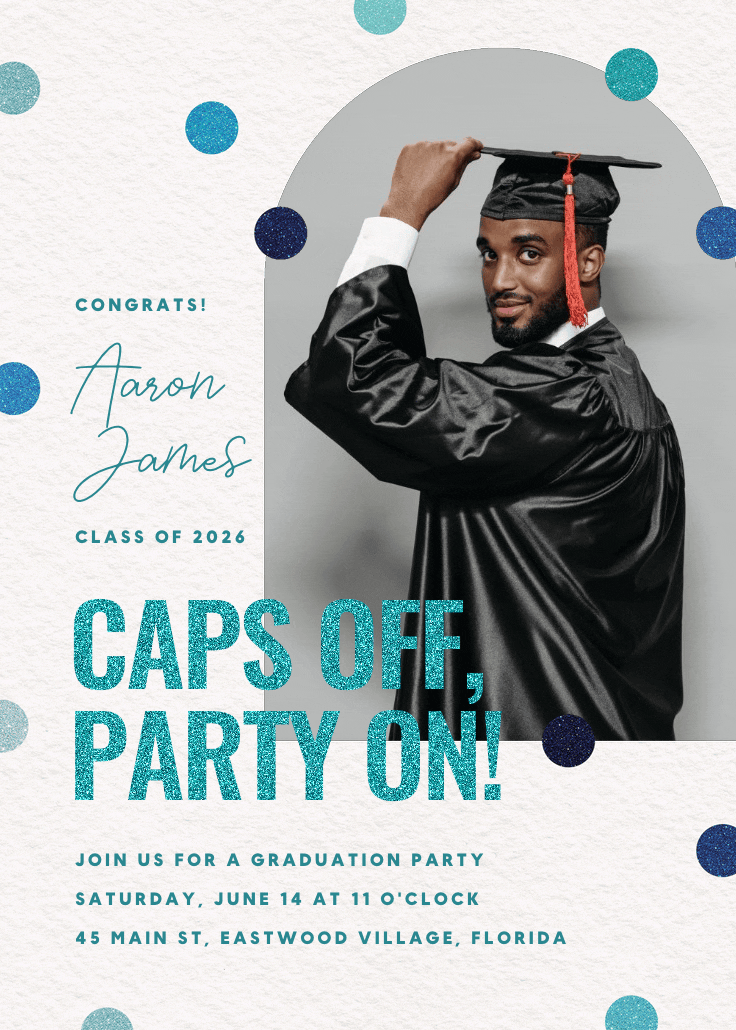 Glitter grad bash - invitación de graduación