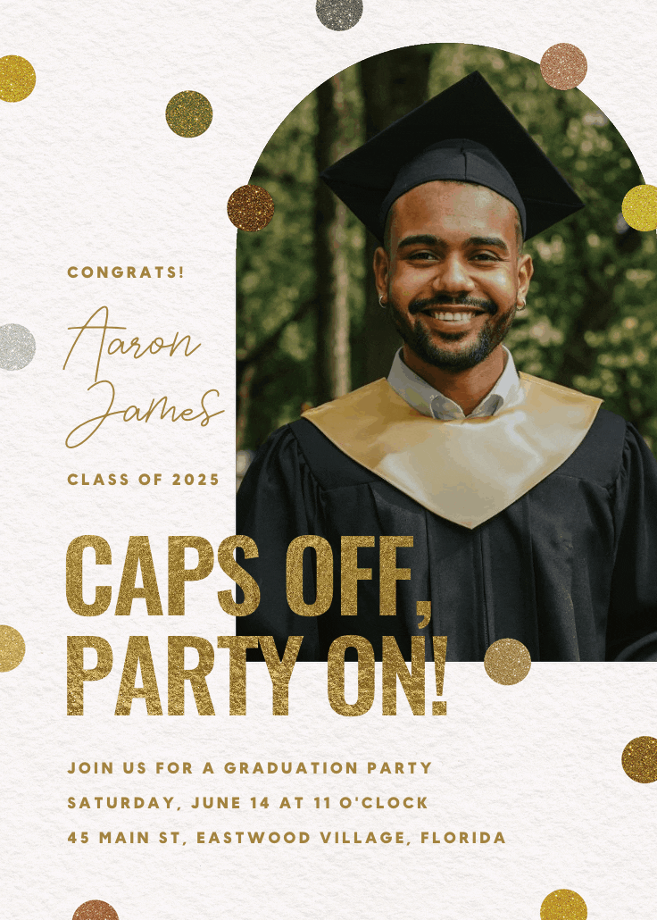 Glitter grad bash - graduation party invitation