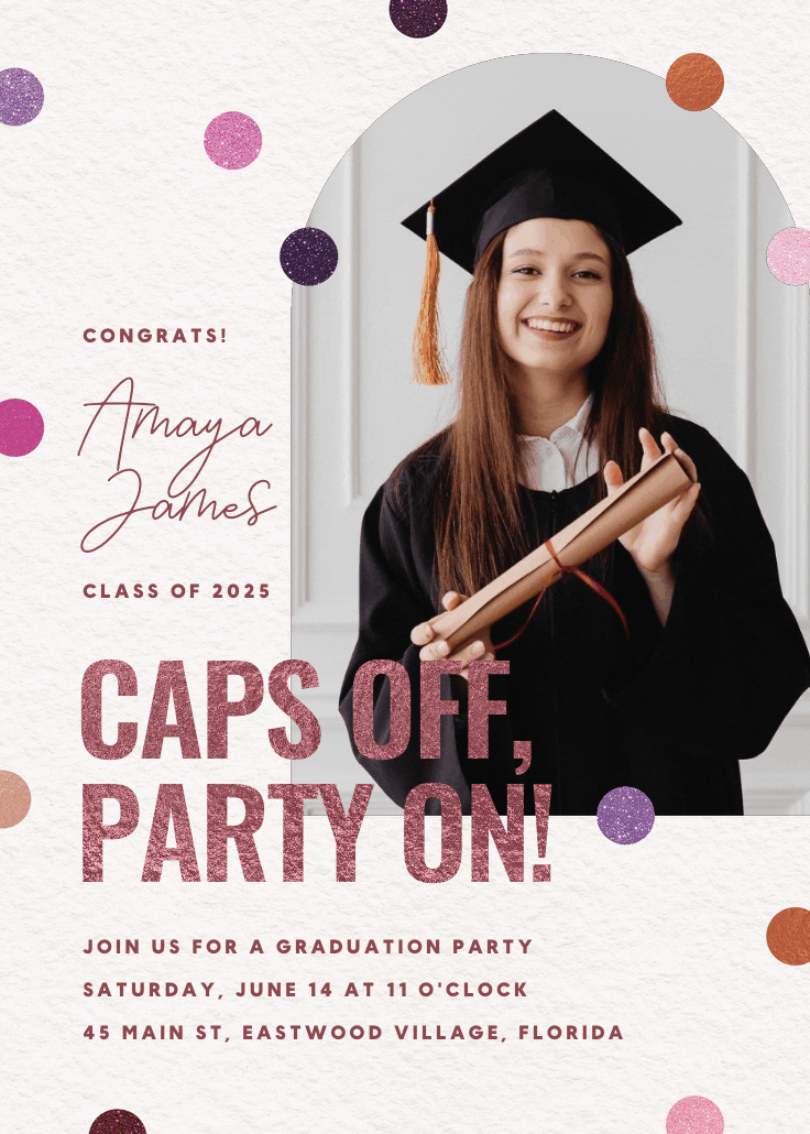 Glitter grad bash - graduation party invitation