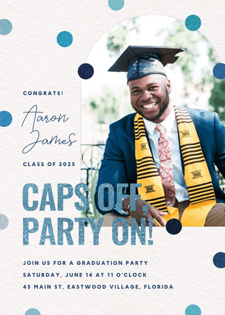 Glitter grad bash - graduation party invitation