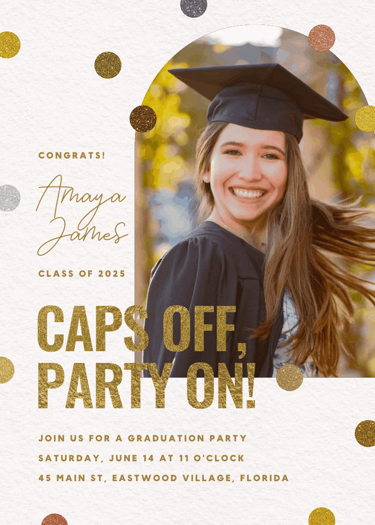 Glitter grad bash - invitación de graduación