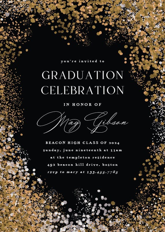 Glitter graduation - graduation party invitation