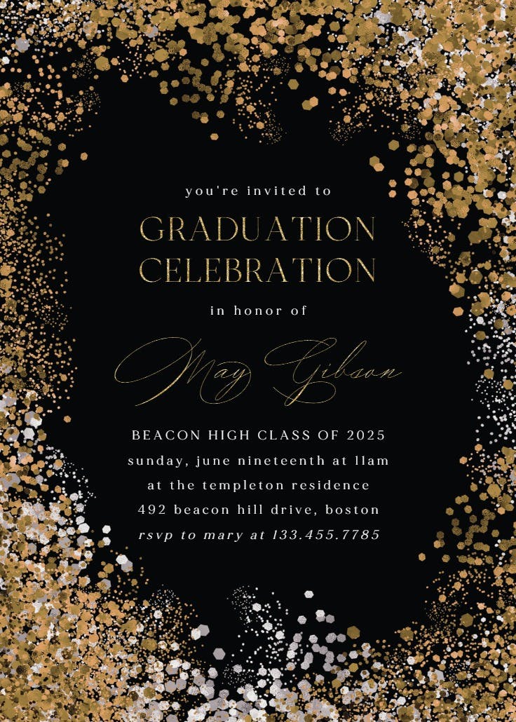 Glitter graduation - graduation party invitation