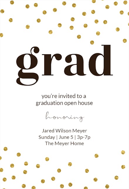 Gold Confetti - Graduation Party Invitation