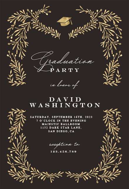 Gold Leaf - Graduation Party Invitation