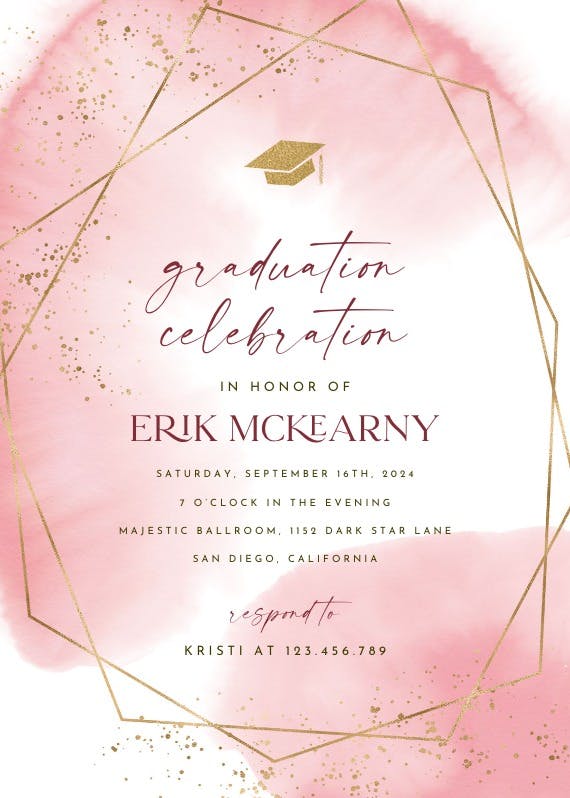 Gold polygon - graduation party invitation