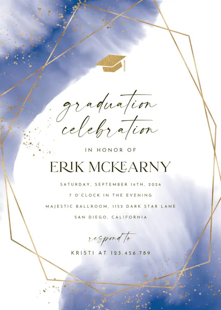 Gold Polygon - Graduation Party Invitation Template | Greetings Island
