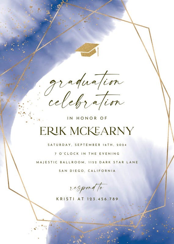 Gold polygon - graduation party invitation