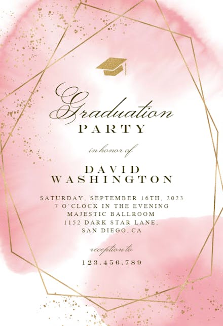 Gold polygon - Graduation Party Invitation