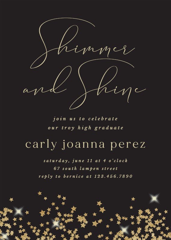 Gold star confetti frames -  invitación de fiesta