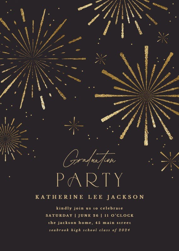 Golden fireworks - invitation