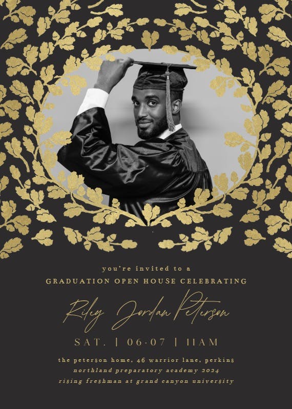 Golden ivy - invitación de graduación