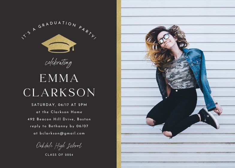 Golden line - graduation party invitation