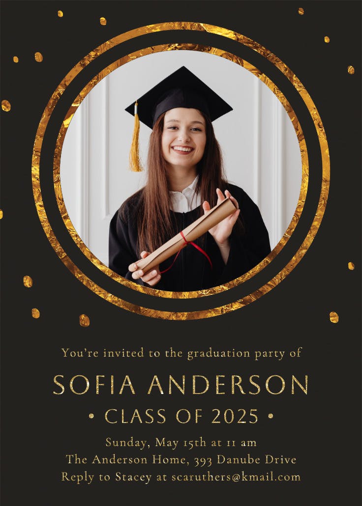 Golden minimalism - invitación de graduación