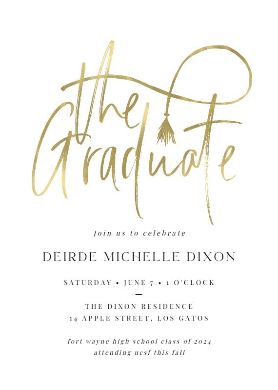 Golden typography - graduation party invitation