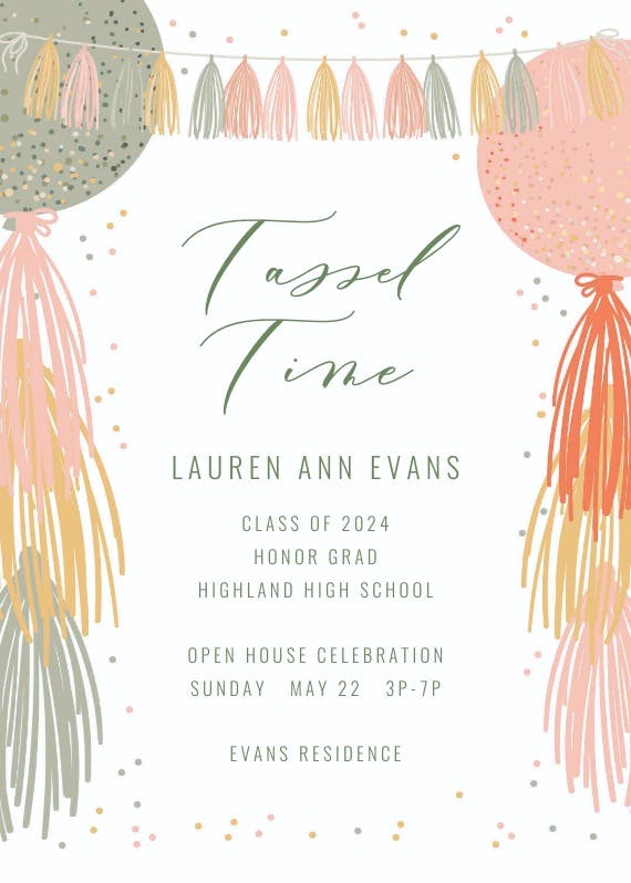Grad garland - graduation party invitation