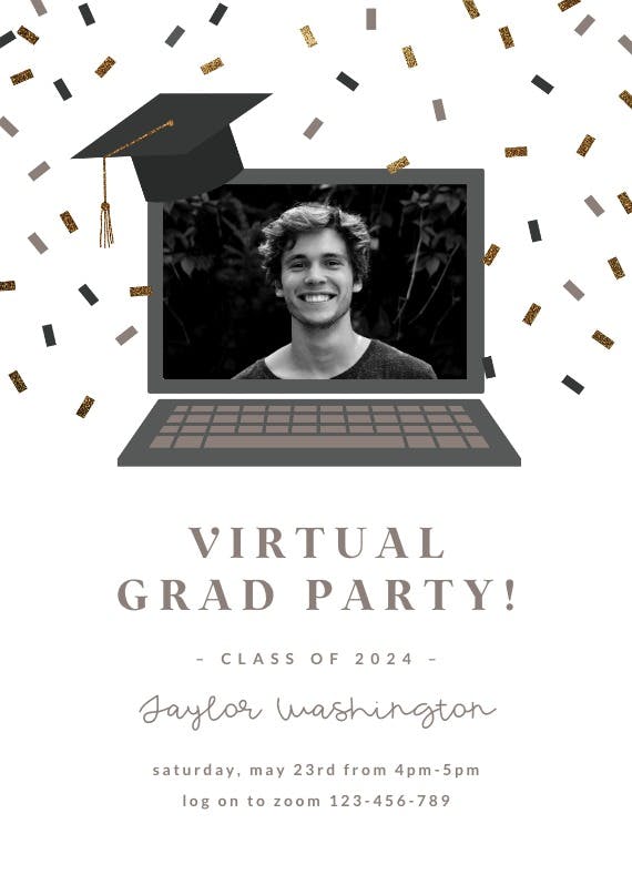 Grad virtual party -  invitation template