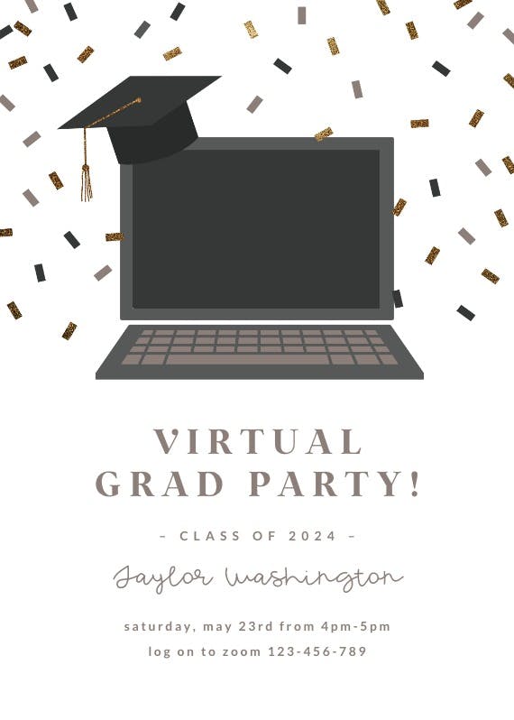 Grad virtual party -  invitación para fiesta