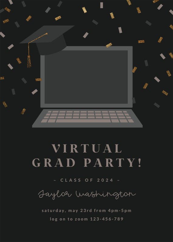 Grad virtual party - party invitation