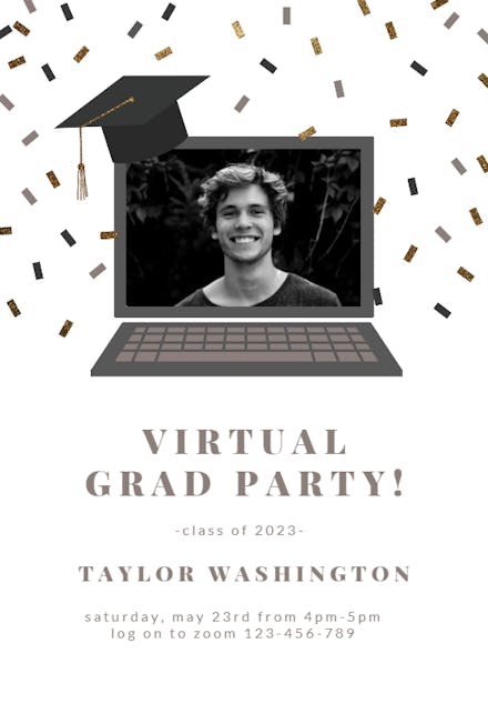 Grad Virtual Party - Graduation Party Invitation