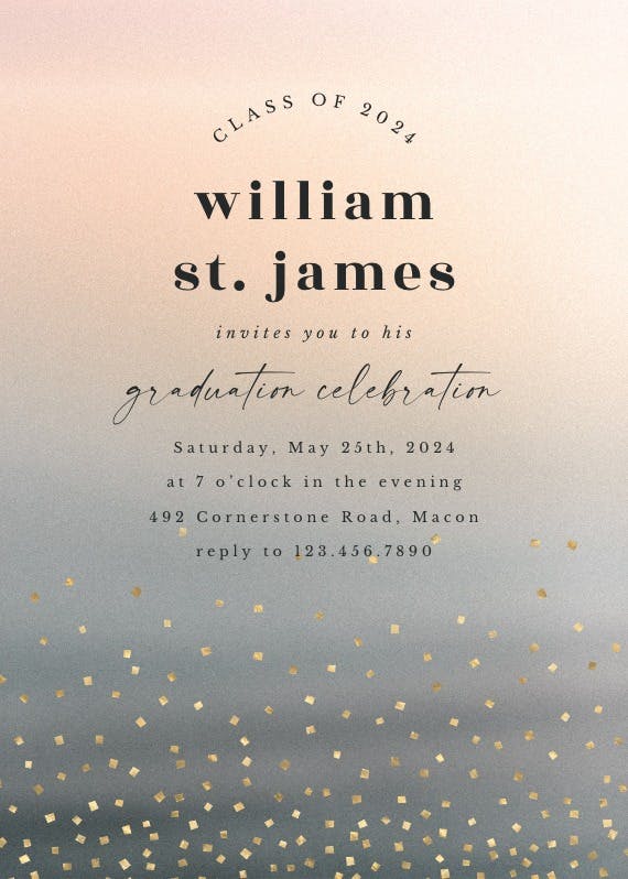 Gradient and sparkles - graduation party invitation