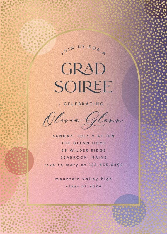 Gradient arched window - graduation party invitation