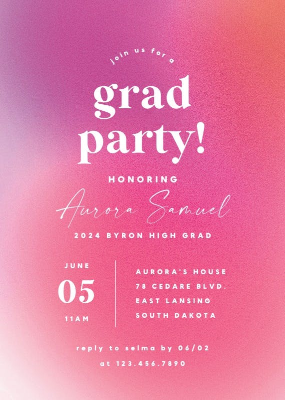 Gradient celebration - graduation party invitation