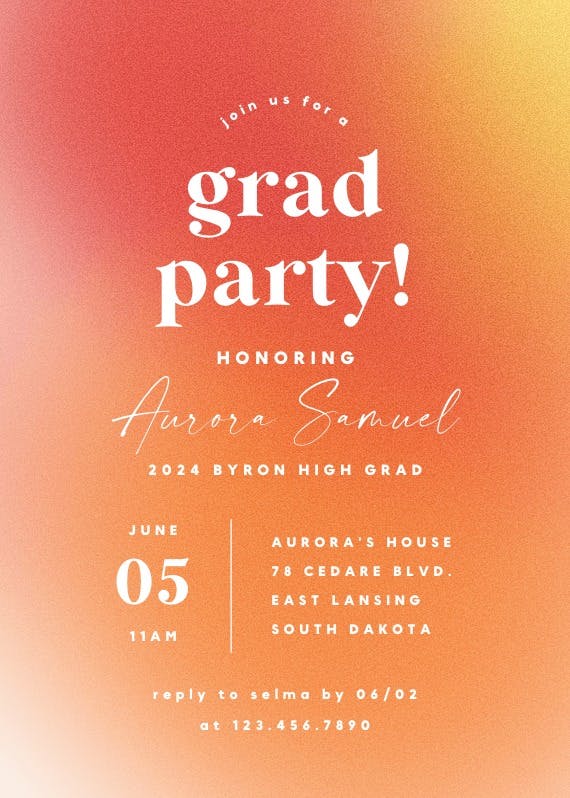 Gradient celebration - invitación de graduación