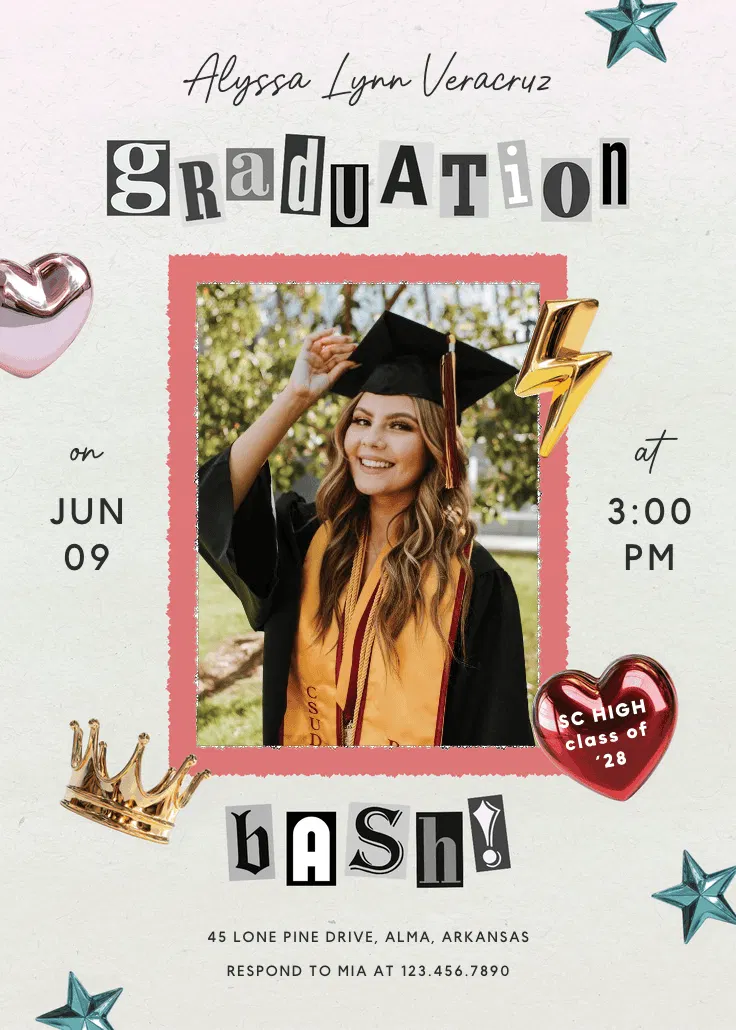 Graduation bash photo - graduation party invitation