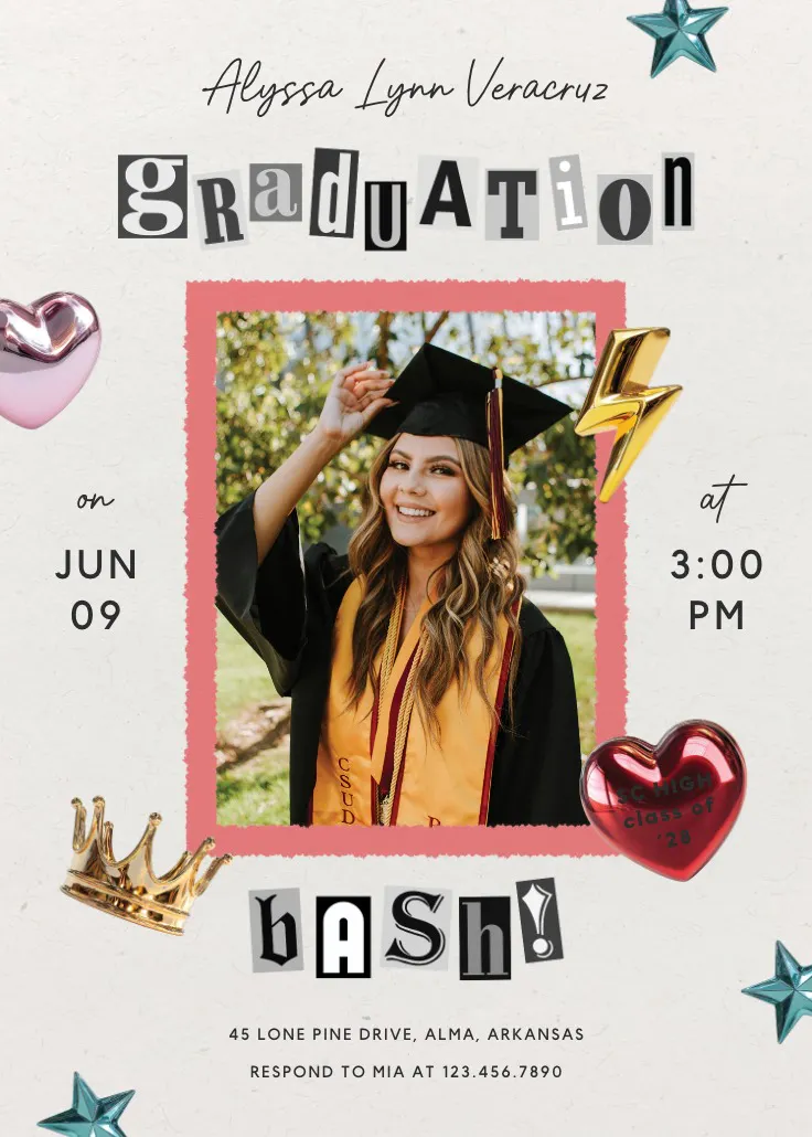 Graduation bash - mezuniyet partisi davetiyesi