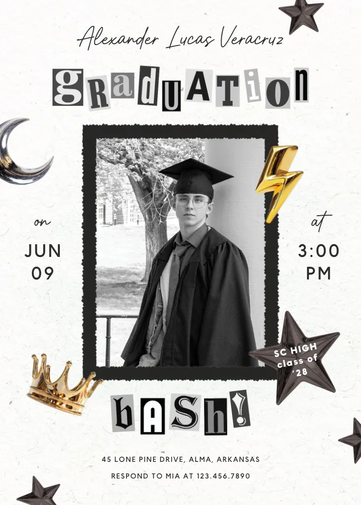 Graduation bash - mezuniyet partisi davetiyesi