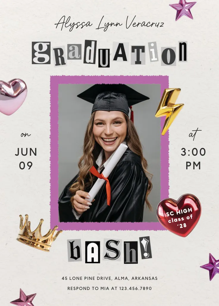 Graduation bash - mezuniyet partisi davetiyesi