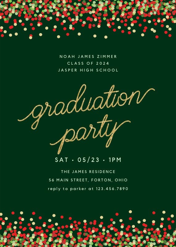 Graduation confetti - graduation party invitation