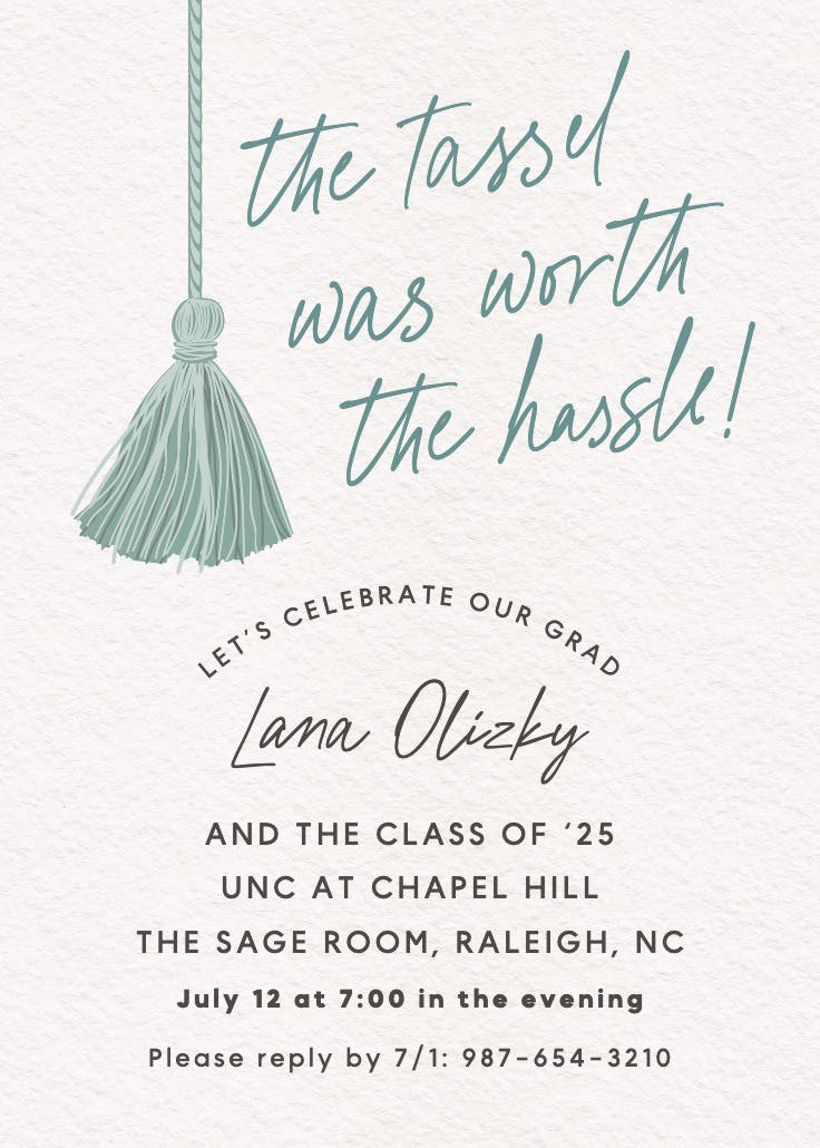 Hanging tassel - invitación de graduación