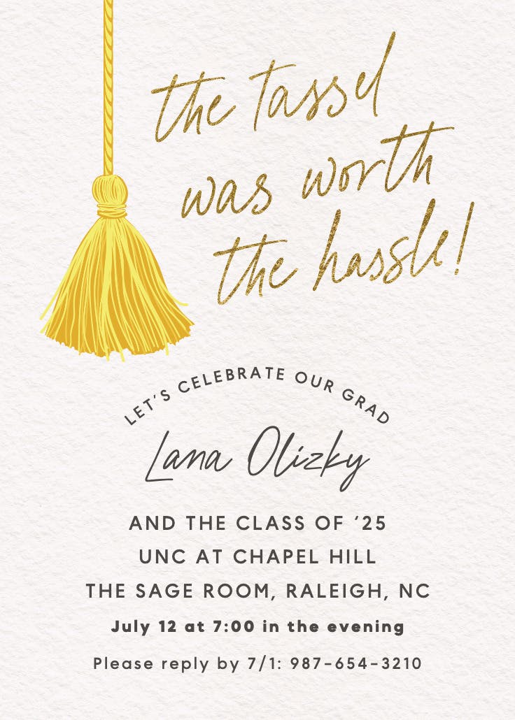 Hanging tassel - invitación de graduación