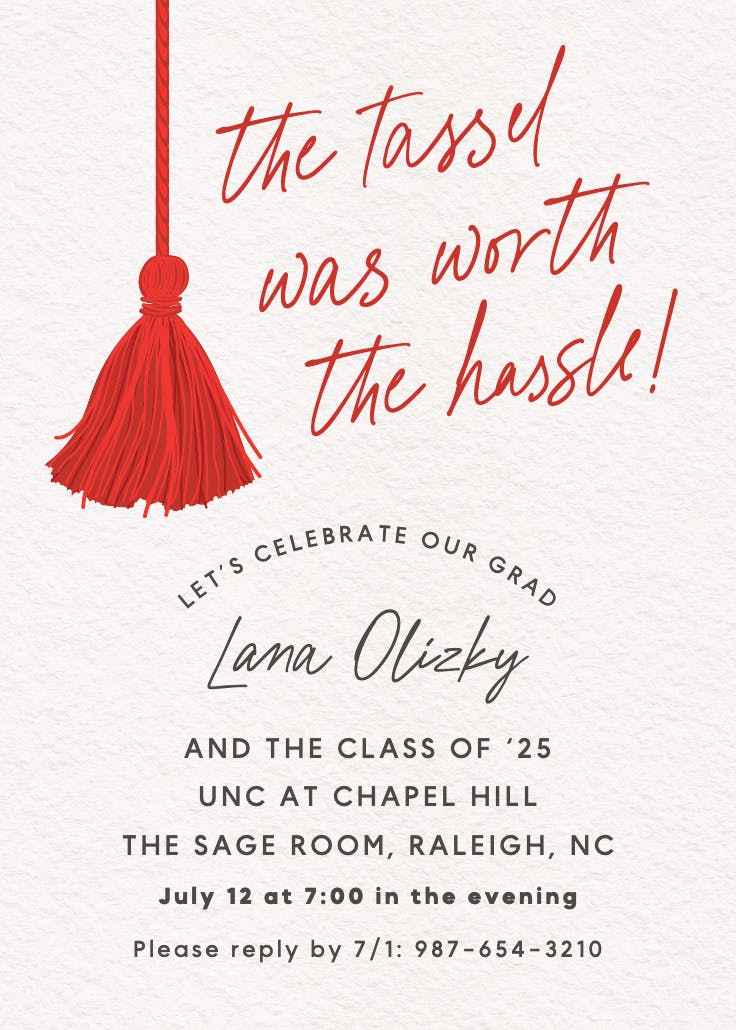 Hanging tassel - invitación de graduación