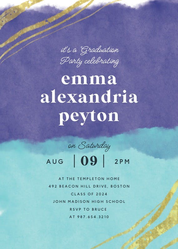 Happy color strokes - graduation party invitation