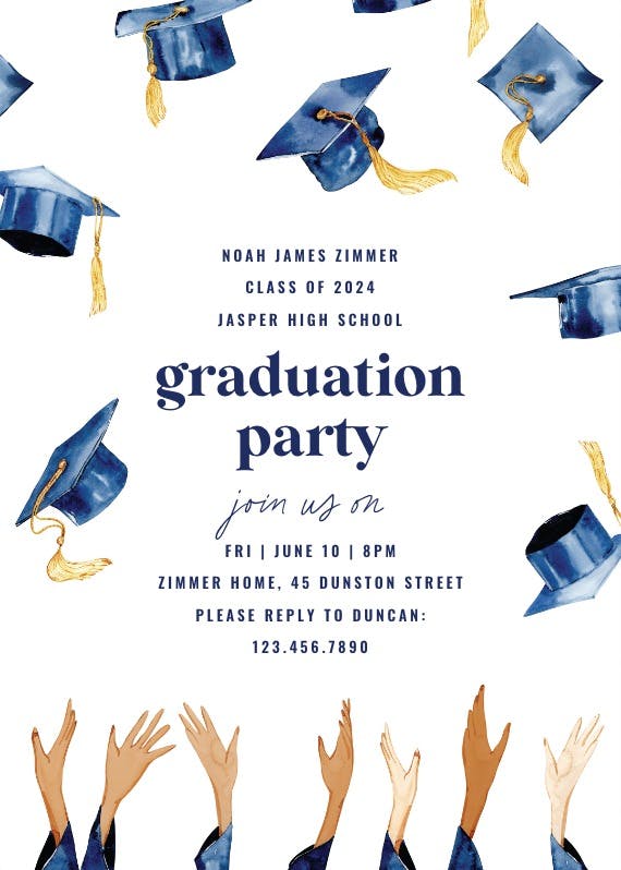 Happy hats - graduation party invitation