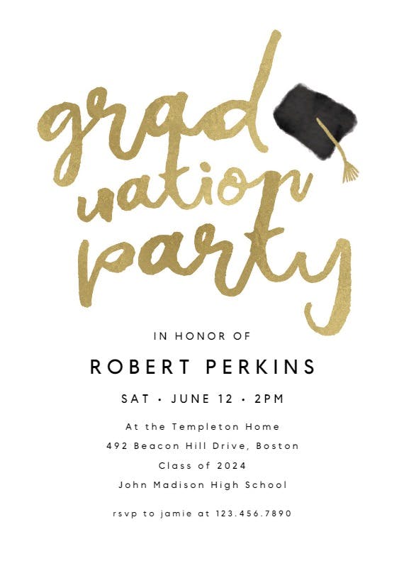 Hats off - graduation party invitation