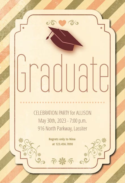 Hipster Stripes - Graduation Party Invitation