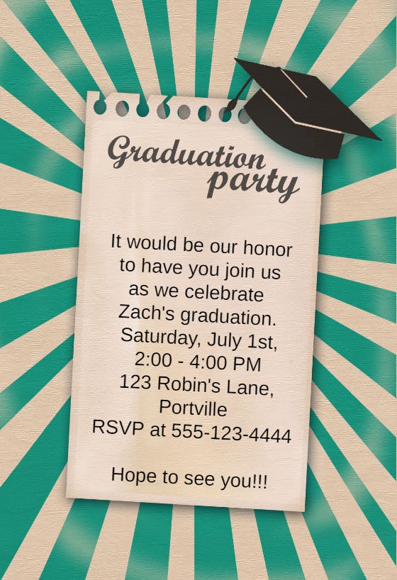 Join our graduation party - holidays invitation