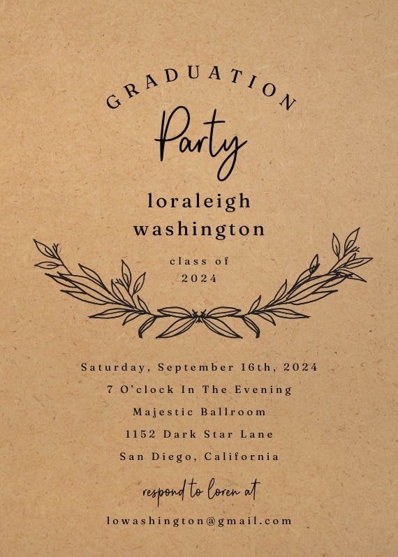 Kraft branches - graduation party invitation