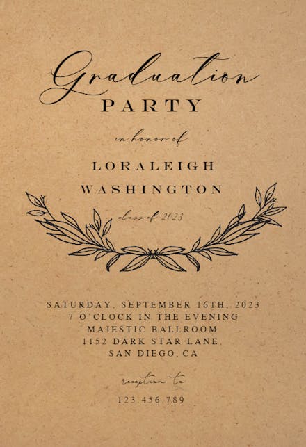 Kraft Branches - Graduation Party Invitation